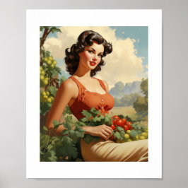 Póster Chica de Pinup de agricultor