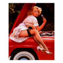 Chica de Pinup mecánico de coches retro vintage