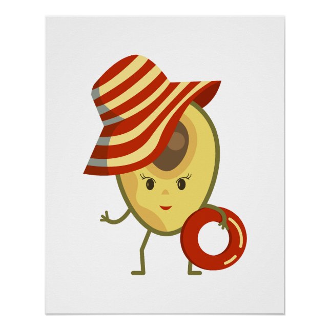 Póster Chica de playa de aguacate con gorra solar y anill (Anverso)