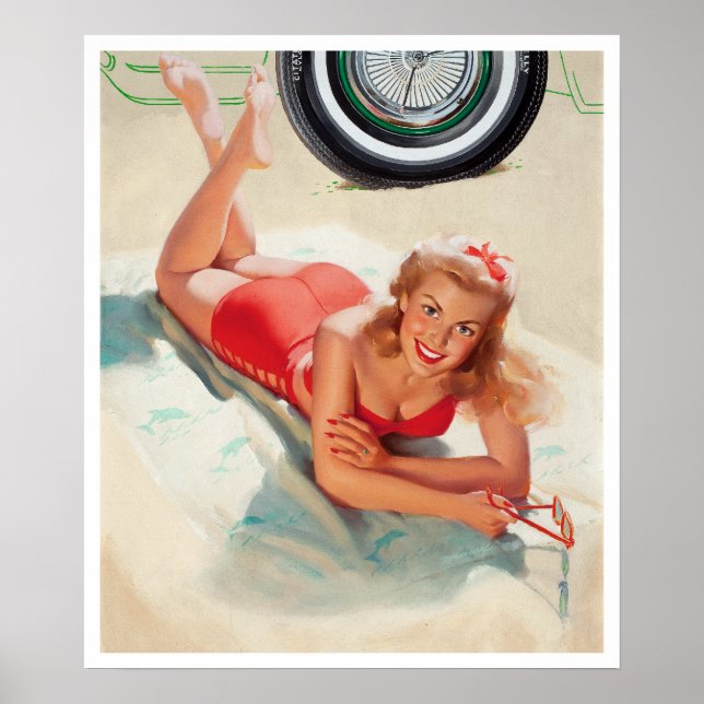 Póster Chica de playa Pin Up (Frente)