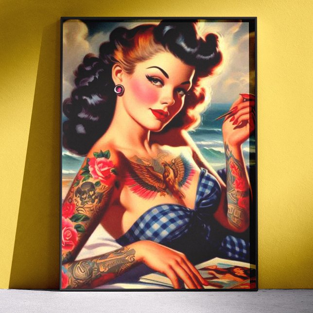 Póster Chica de playa tatuada vintage (Subido por el creador)