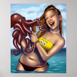 Póster Chica de playa vs Octopus