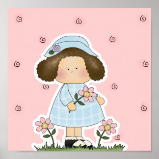 Póster Chica de primavera de flores mullidas