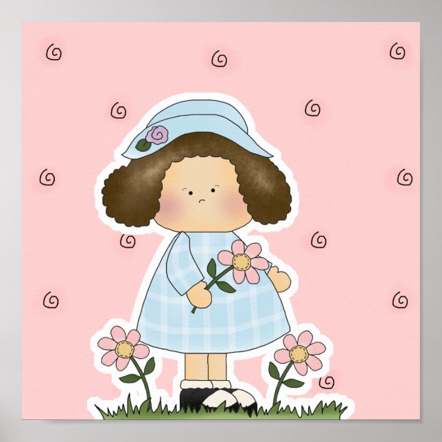 Póster Chica de primavera de flores mullidas (Frente)