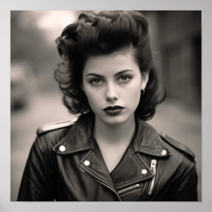 Póster Chica de Punk más inteligente en una chaqueta de c