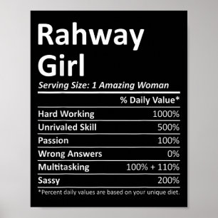 Póster Chica de Rahway Nj Nueva Jersey Divertida Ciudad H