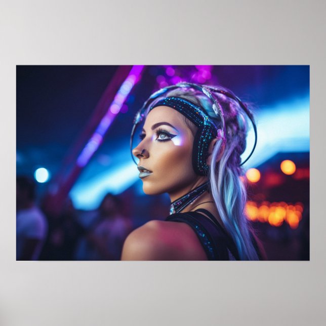 Póster Chica de rave de Miami EDM (Frente)