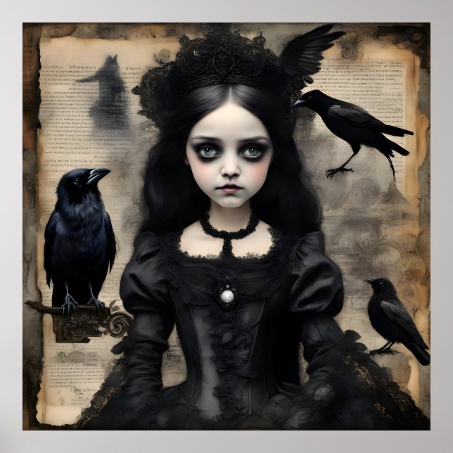 Póster Chica de Ravens góticos (Frente)