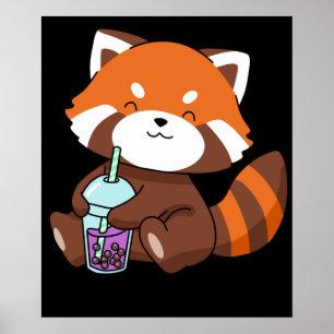 Póster Chica de regalo de té de burbujas Panda Boba Tea B