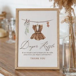 Póster Chica de ropa de bebé Baby Shower Diaper Raffle Ró