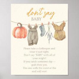 Póster Chica de ropa de calabaza pequeña no dice bebé