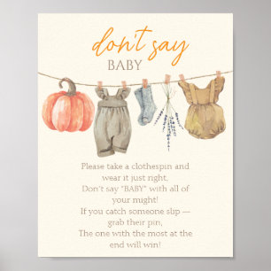 Póster Chica de ropa de calabaza pequeña no dice bebé