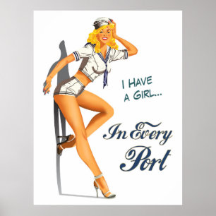 Póster Chica de Sailor Pin-Up