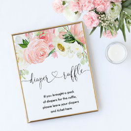 Póster Chica de señalización de rayón de pañales florales