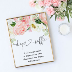 Póster Chica de señalización de rayón de pañales florales