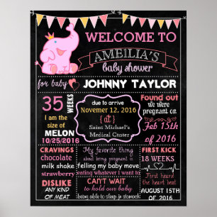 Póster Chica de señalización de tablero de Fiesta Elephan