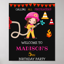 Póster Chica de señas del fiesta de bienvenida contra inc