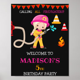 Póster Chica de señas del fiesta de bienvenida contra inc