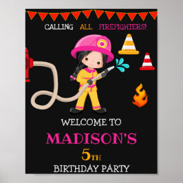 Póster Chica de señas del fiesta de bienvenida contra inc