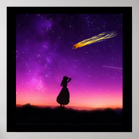 Chica De Silhouette Ve El Accidente Del Meteor En 