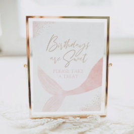 Póster Chica de sirena rosa Cumpleaños toma un Rótulo de 