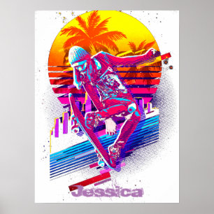 Póster Chica de Skateboarding