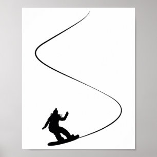 Póster Chica de Snowboard simple dibujado
