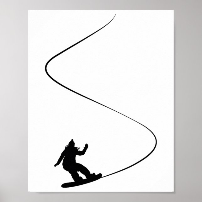 Póster Chica de Snowboard simple dibujado (Frente)