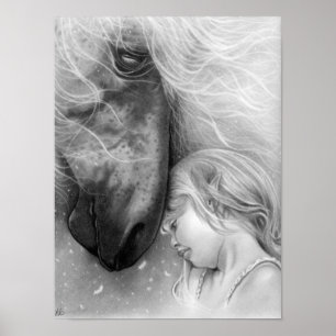 Póster Chica de sueños mágicos con POSTER de caballos