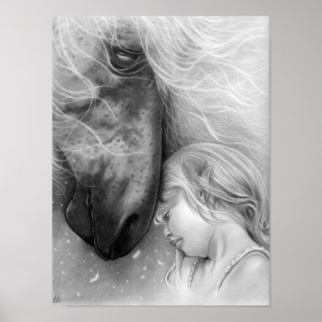 Póster Chica de sueños mágicos con POSTER de caballos (Frente)
