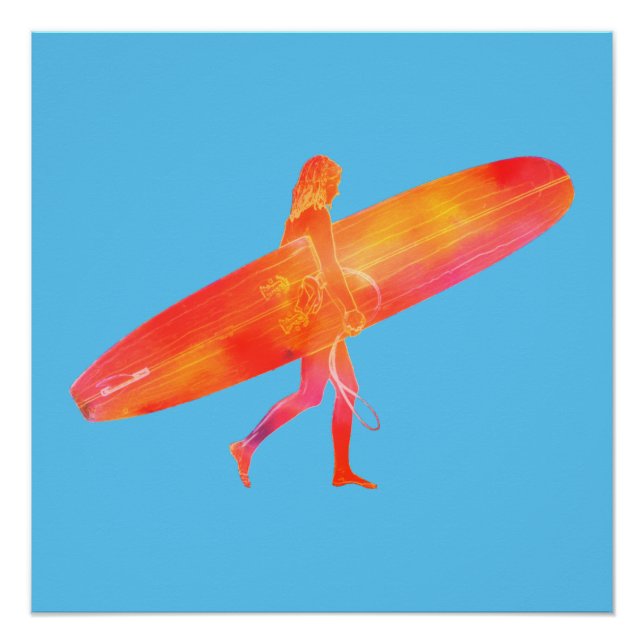 Póster Chica de Surf de Longboard (Anverso)