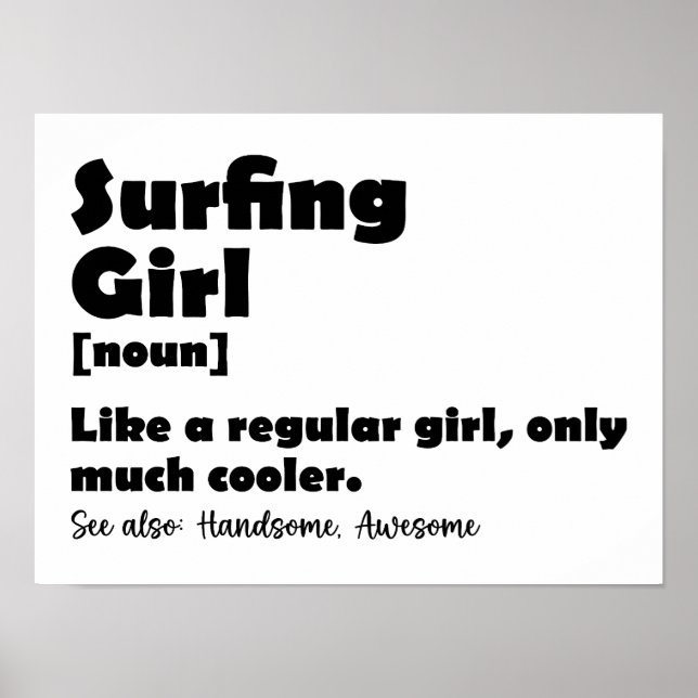 Póster Chica de Surfing divertida definición Chicas Surfi (Frente)