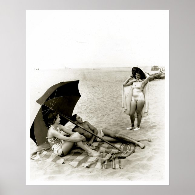 Póster Chica De Swimsuit Playa Oregon (Frente)