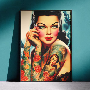 Póster Chica de Tatuajes Clásicos