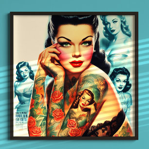 Póster Chica de Tatuajes Clásicos
