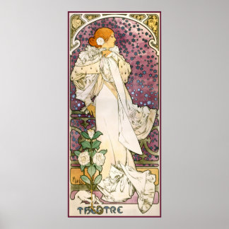 Póster Chica de teatro del Nouveau Pinup de Camellias