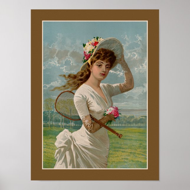 Póster Chica de tenis victoriano de época (Frente)
