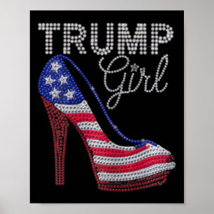 Póster Chica de Trump Stilettos de alto talón Bandera Ame