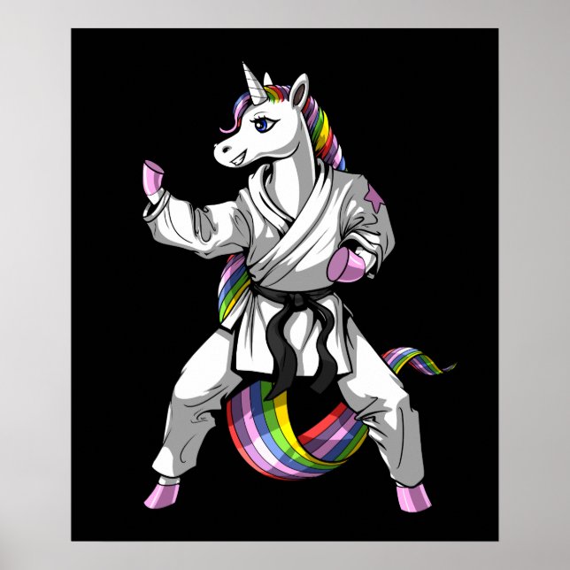 Póster Chica de Unicorn Karate Ninja (Frente)