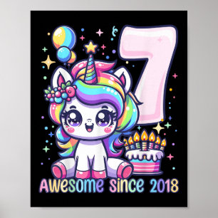 Póster Chica de Unicornio, de 7 años, con 7 años de edad
