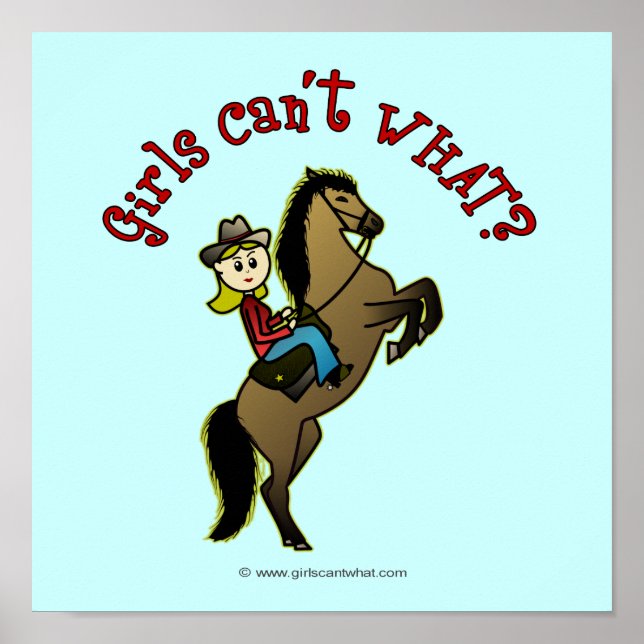 Póster Chica de vaca ligera en caballo (Frente)