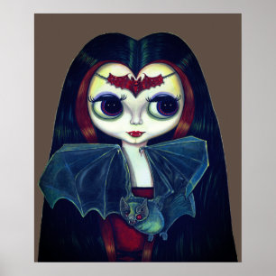 Póster Chica de vampiros góticos con los ojos gordos