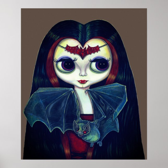 Póster Chica de vampiros góticos con los ojos gordos (Frente)