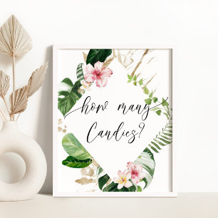 Póster Chica de vegetación tropical ducha cuántos dulces