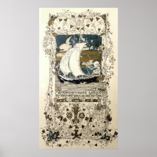 Póster Chica de Vintage en barco de vela por Jessie Mario