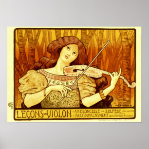 Póster Chica de violín de Art Nouveau de Paul Berthon