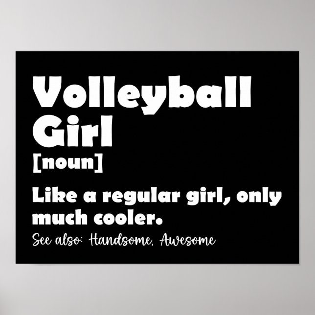 Póster Chica de voleibol divertida definición Voleyball L (Frente)