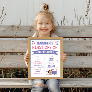 Póster Chica de vuelta a la escuela morado y rosa