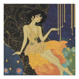 Póster Chica Deco Fiesta