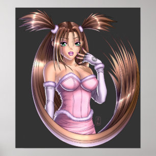 Póster Chica del animado - rosa